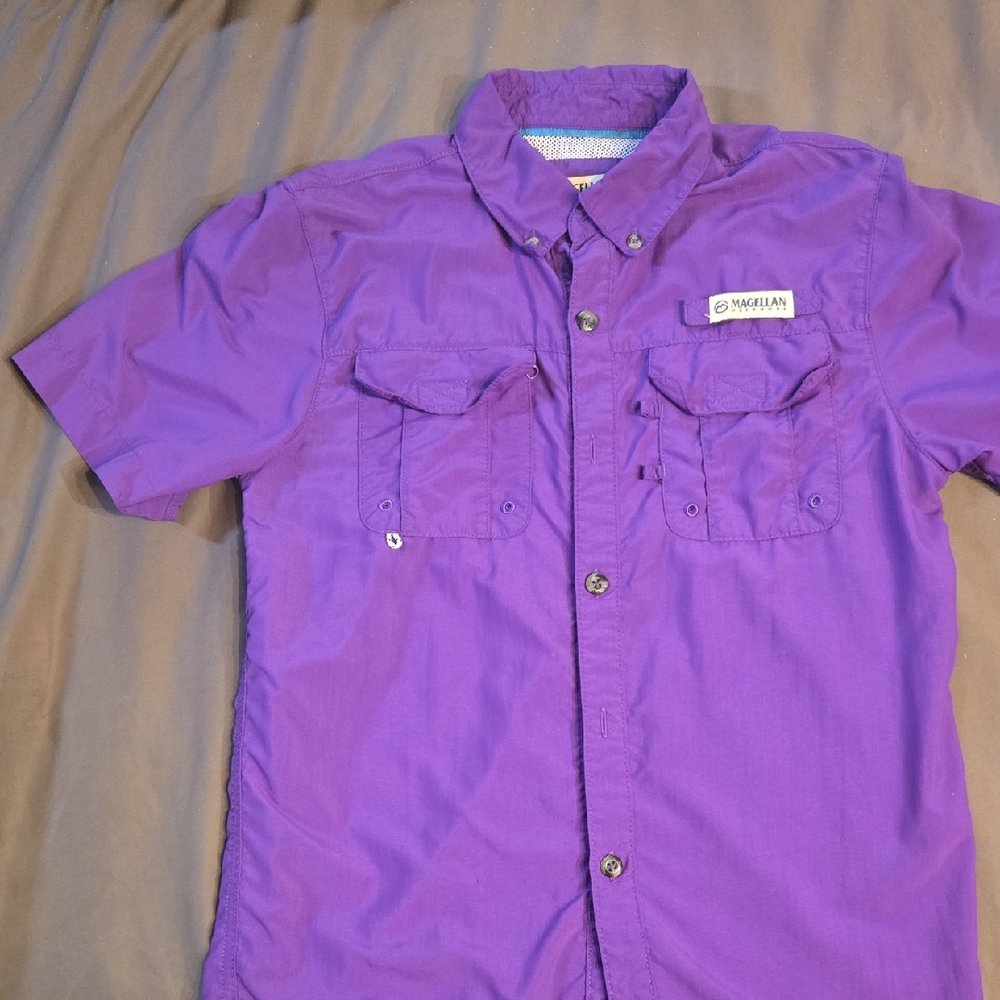 Magellan Outdoors Kids' Purple Short-Sleeve Button-Front Fishing Shirt